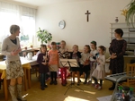 Přivítání dětí z MŠ Kostelec s paní učitelkou Janou Strohalovou