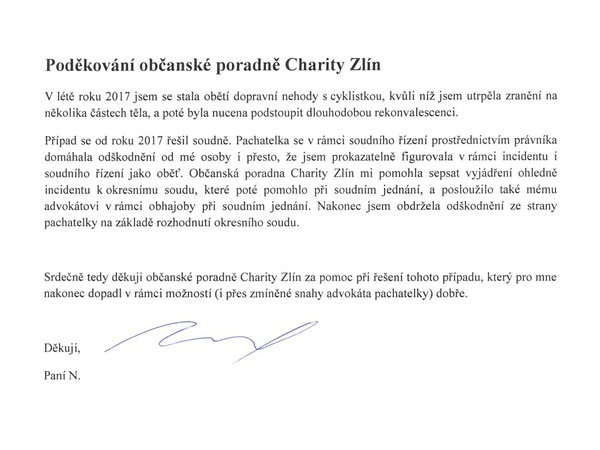 Oběť dopravní nehody získala odškodnění i díky pracovníkům odborného poradenství